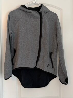 Nike Gray Hooded Zip Jacket with Black Accents